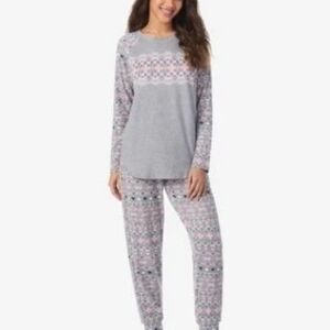 Cuddl Duds Gray and Pink Pajama Set Size Small NEW